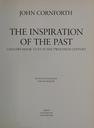 Cover for The inspiration of the past