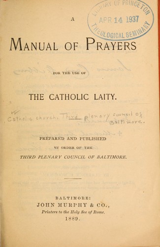 Cover for A Manual of prayers for the use of the Catholic laity