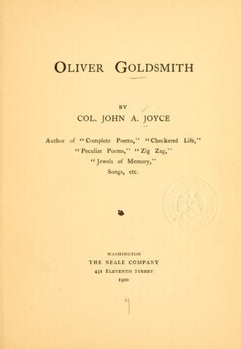 Cover for Oliver Goldsmith