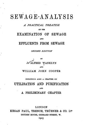 Cover for Sewage-analysis: A Practical Treatise on the Examination of Sewage and ...