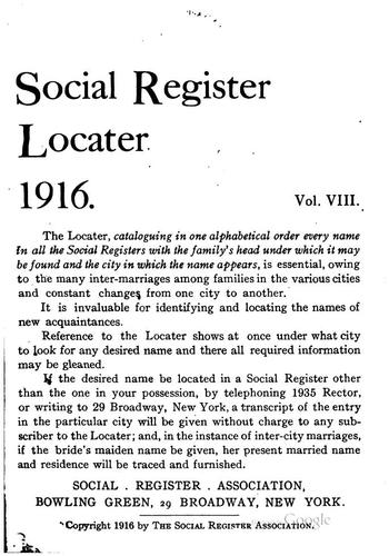 Cover for Social Register Locater