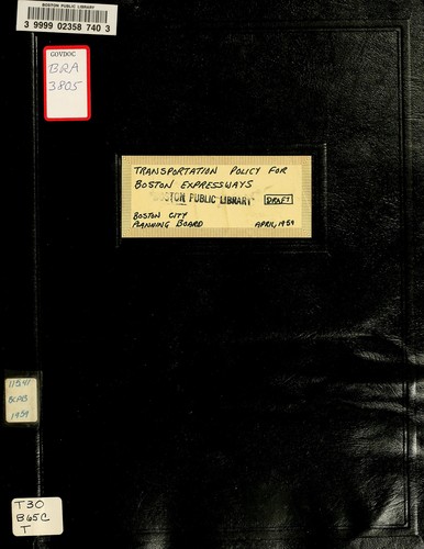 Cover for Transportation policy for Boston expressways. (draft copy for review purposes)