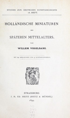 Cover for Holländische Miniaturen des späteren Mittelalters.