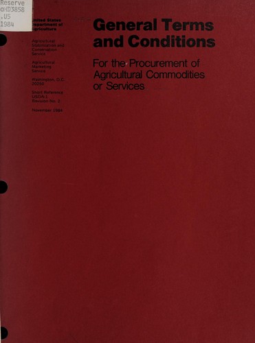 Cover for General terms and conditions for the procurement of agricultural commodities or services. --