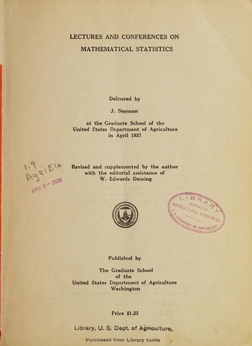 Cover for Lectures and conferences on mathematical statistics