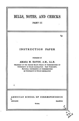 Cover for Bills, Notes, and Checks ...