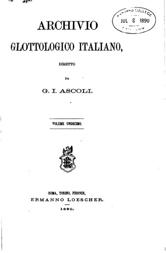 Cover for Archivio glottologico italiano