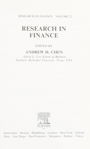 Cover for Research in finance