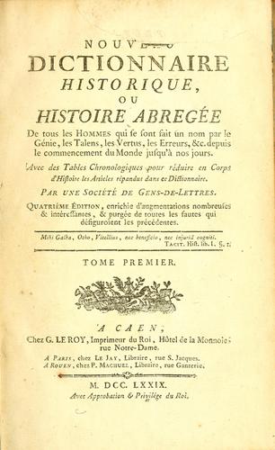 Cover for Nouveau dictionnaire historique