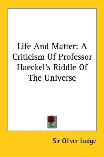 Cover for Life and Matter