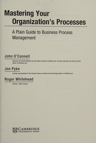 Cover for Mastering your organization's processes