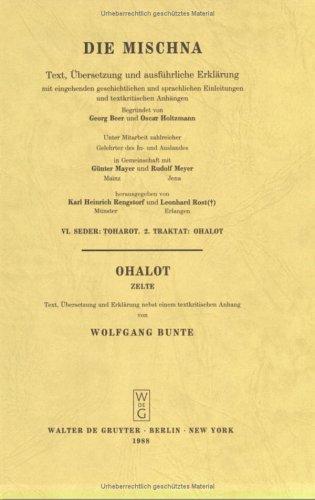 Cover for Die Mischna Seder Toharot Two Traktat Ohalot Zelte