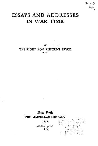 Cover for Essays and addresses in war time.