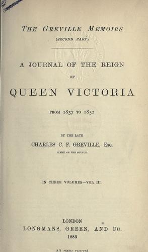 Cover for Greville memoirs, second part