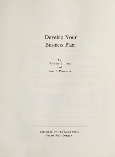Cover for Develop Your Business Plan