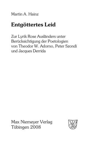 Cover for Entgöttertes Leid