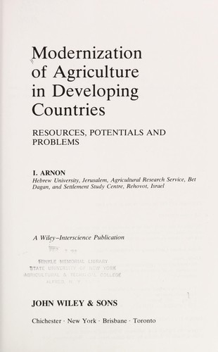 Cover for Modernisation of agriculture in developing countries