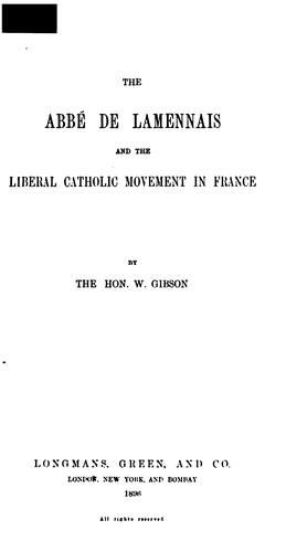 Cover for The Abbé de Lamennais and the Liberal Catholic Movement in France