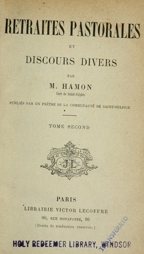 Cover for Retraites pastorales et discours divers