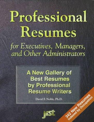 Cover for Professional resumes for executives, managers, and other administrators