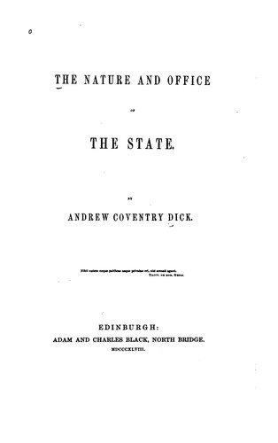 Cover for The Nature and Office of the State