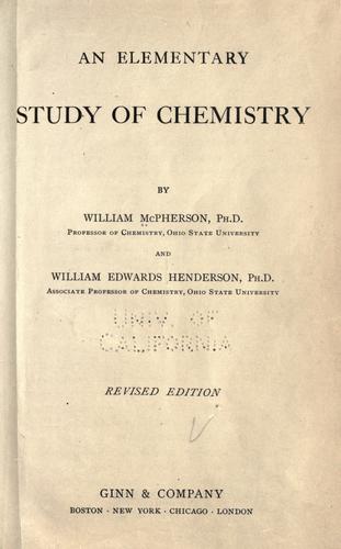 Cover for An elementary study of chemistry