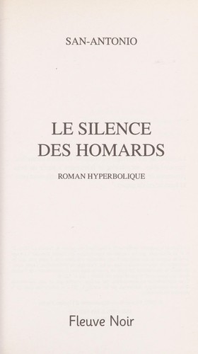 Cover for Le silence des homards