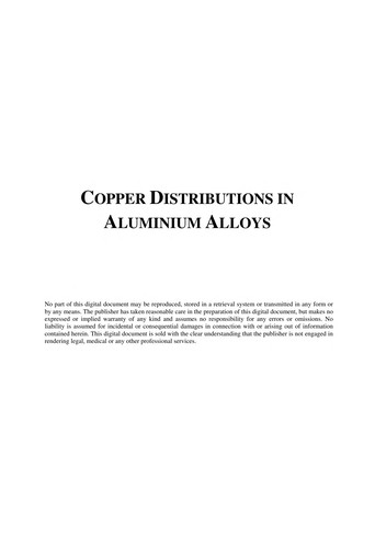 Cover for Copper distributions in aluminum alloys