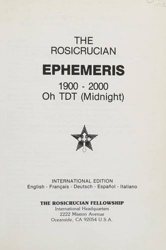 Cover for The Rosicrucian ephemeris