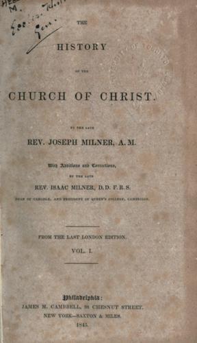 Cover for The history of the church of Christ