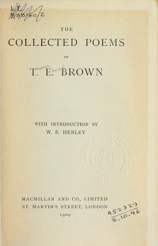 Cover for Collected poems, with introd. by W.E. Henley