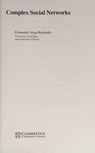 Cover for COMPLEX SOCIAL NETWORKS.