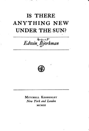 Cover for Is the Anything New Under the Sun?