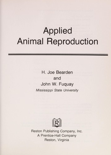 Cover for Applied animal reproduction