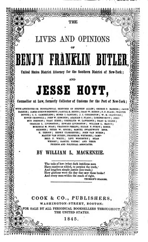 Cover for The Lives and Opinions of Benj'n Franklin Butler: United States District ...