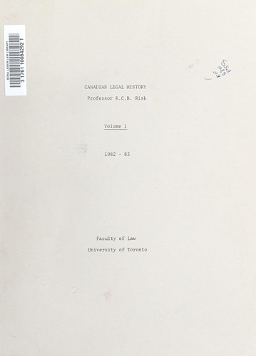 Cover for Canadian legal history