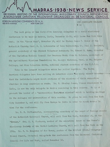 Cover for Madras 1938 news service