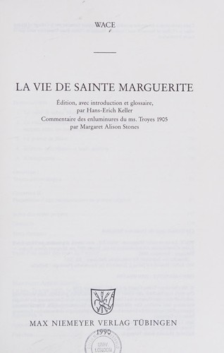 Cover for La vie de sainte Marguerite