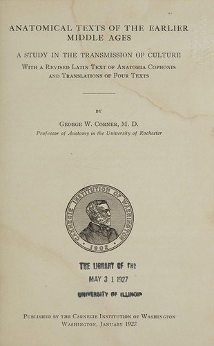Cover for Anatomical texts of the earlier middle ages