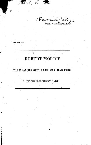 Cover for Robert Morris, the Financier of the American Revolution: A Sketch