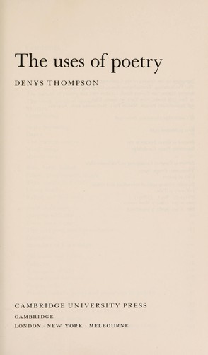 Cover for The uses of poetry