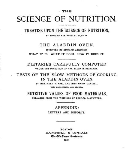 Cover for The Science of Nutrition: Treatise Upon the Science of Nutrition