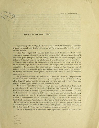 Cover for Lettre sur la mission des Algonquins et des Iroquois