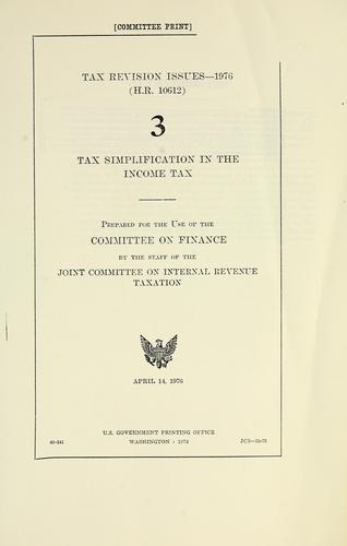 Cover for Tax revision issues, 1976 (H.R. 10612)