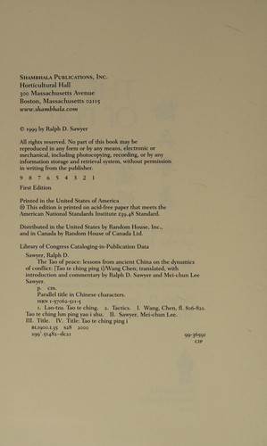 Cover for The Tao of peace =
