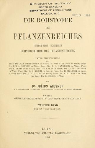 Cover for Die rohstoffe des pflanzenreiches