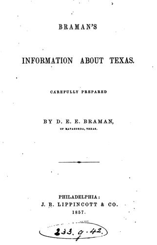 Cover for Braman's information about Texas
