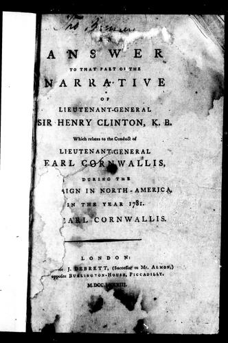 Cover for An answer to that part of the narrative of Lieutenant-General Sir Henry Clinton, K.B.