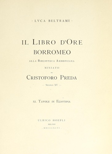 Cover for Il libro d'ore Borromeo alla Biblioteca ambrosiana