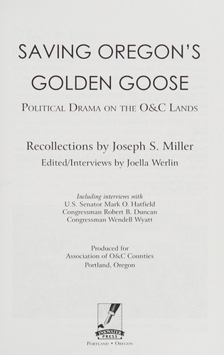 Cover for Saving Oregon's golden goose